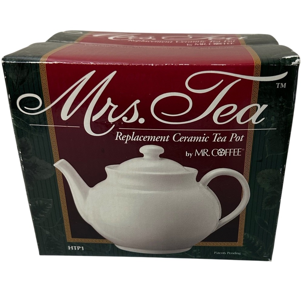 Mr. Coffee Mrs. Tea Replacement Ceramic Tea Pot HTP1 White 30oz 6 Cup HTM1 HTM1D